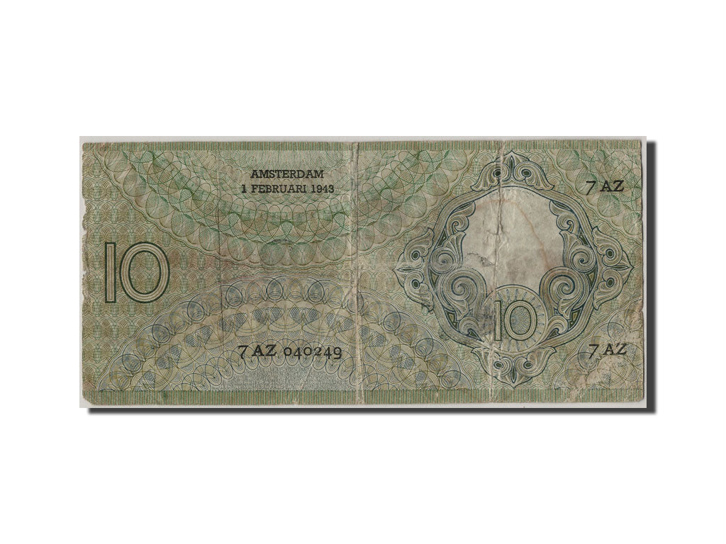 Netherlands, 10 Gulden, 1943, KM #59, 1943-02-01, VG(8-10), 7AZ 040249