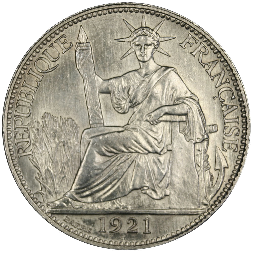 Indochine, 20 Cent, 1921, Paris, MS(60-62), Silver, Lecompte #221, 5.38