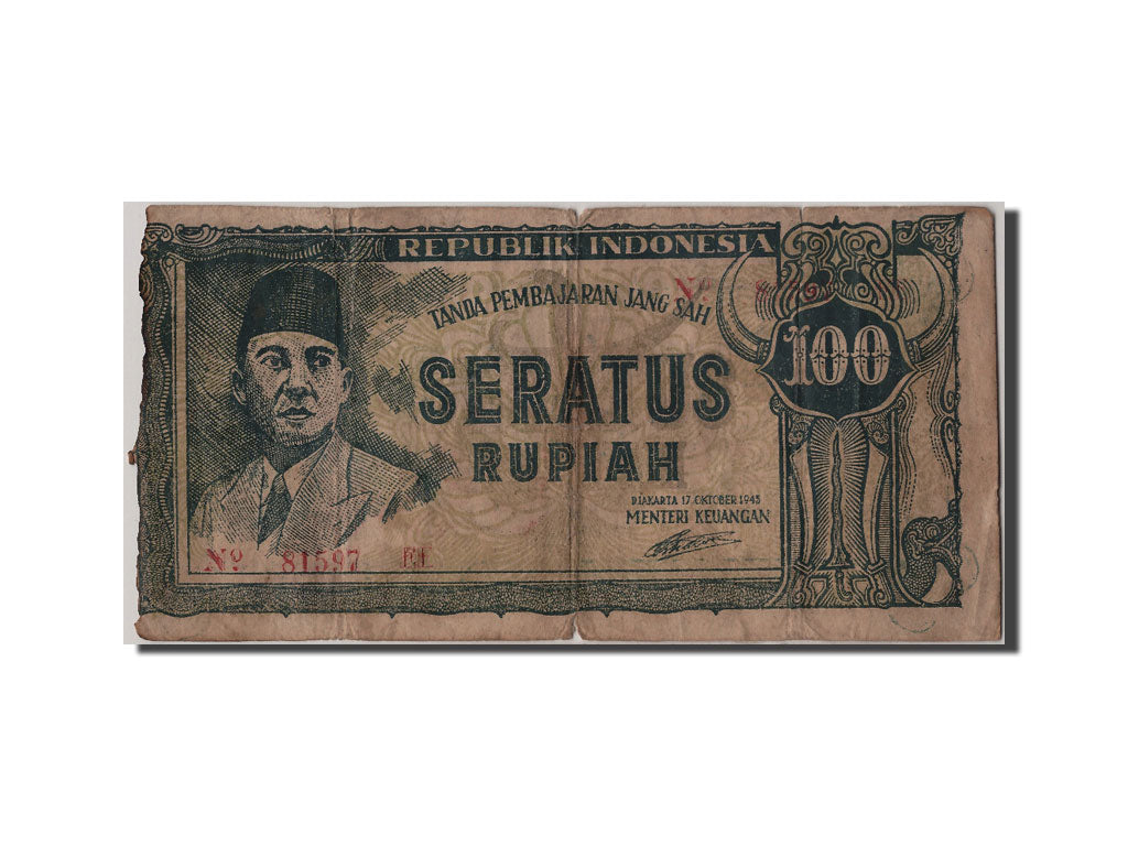 Indonesia, 100 Rupiah, 1945, KM #20, 1945-10-17, F(12-15), 81597 EE