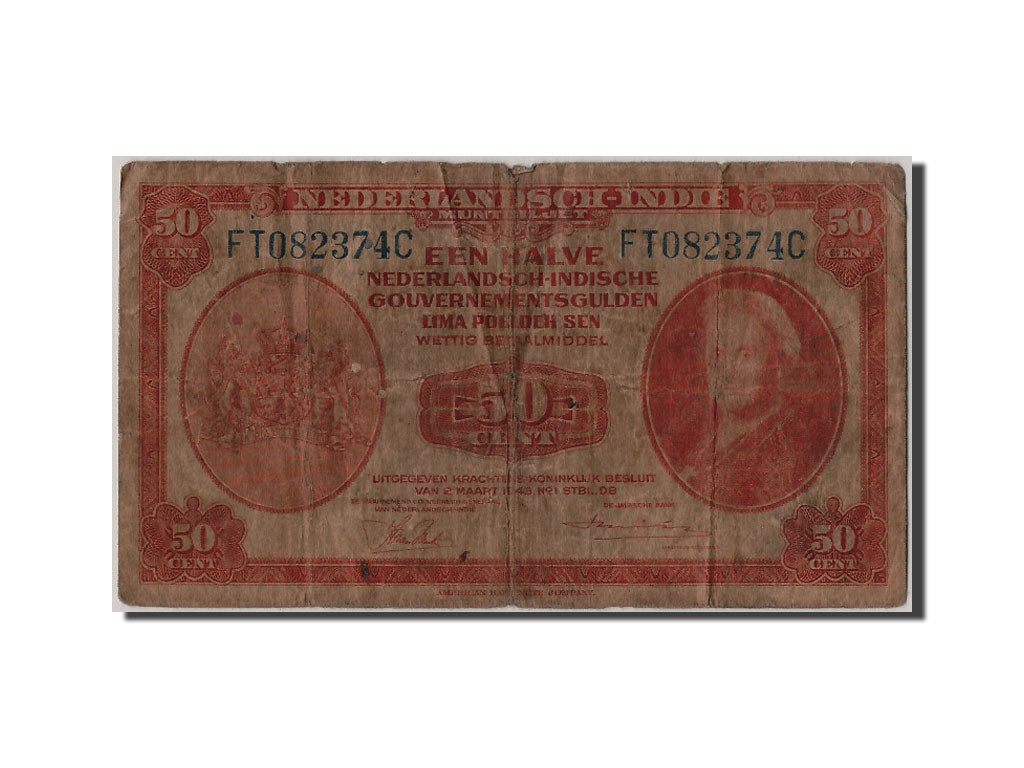 Banknote, Netherlands Indies, 50 Cents, 1943, 1943-03-02, VG(8-10)