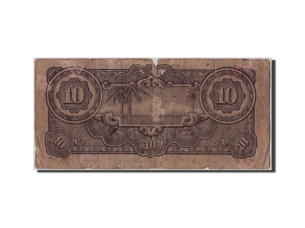 Netherlands Indies, 10 Gulden, KM #125b, VG(8-10), SC