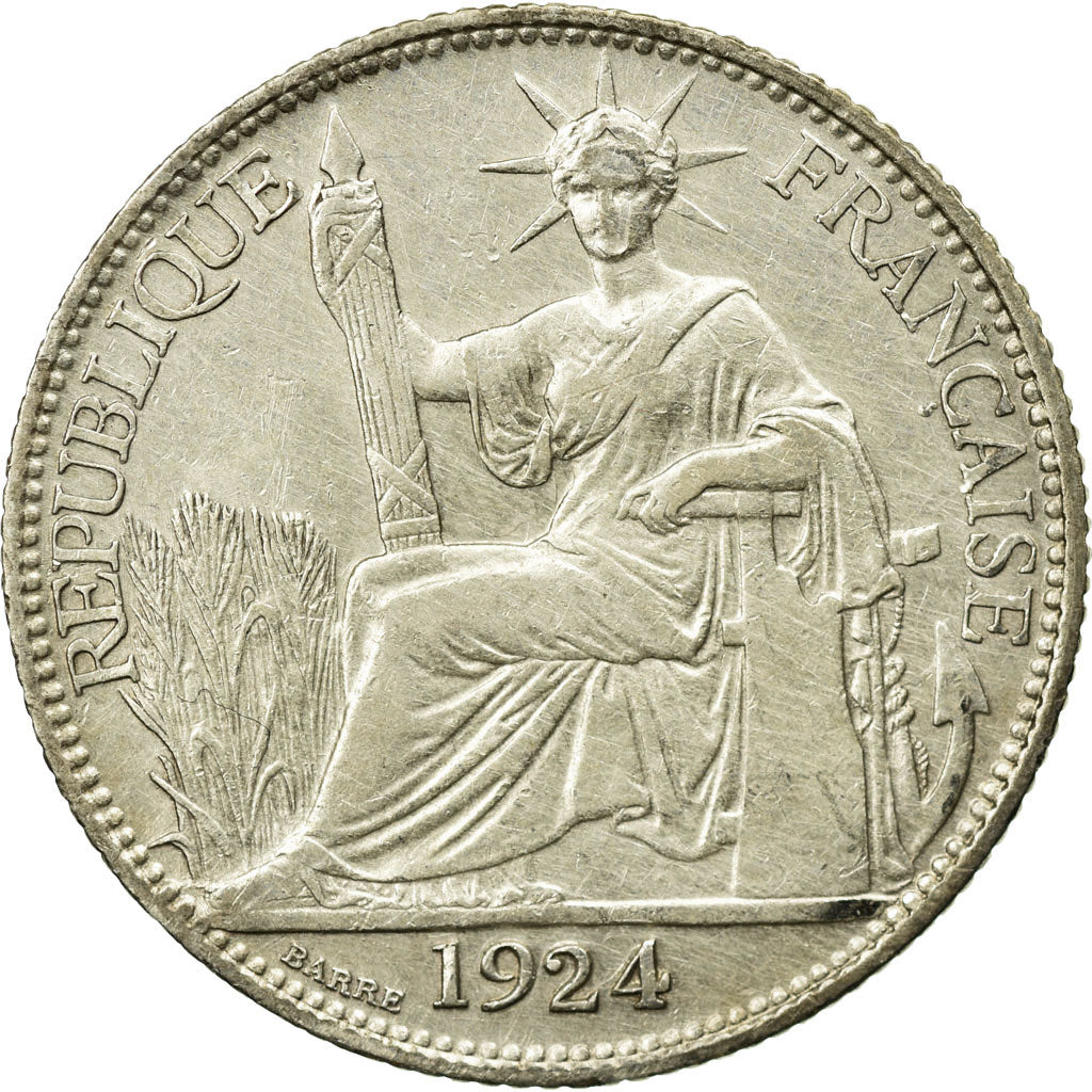Coin, French Indochina, 20 Cents, 1924, Paris, EF(40-45), Silver, Lecompte:224
