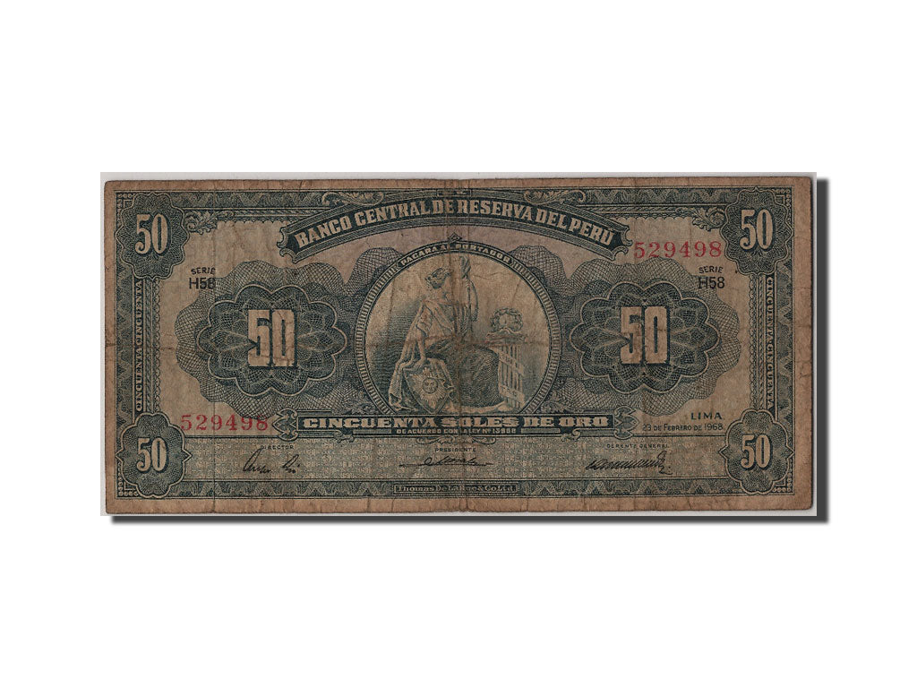Peru, 50 Soles de Oro, 1968, KM #85a, 1968-02-23, F(12-15), H58 529498