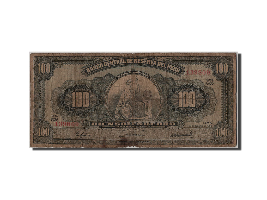 Peru, 100 Soles de Oro, 1968, KM #86a, 1968-02-23, VG(8-10), G36 139809