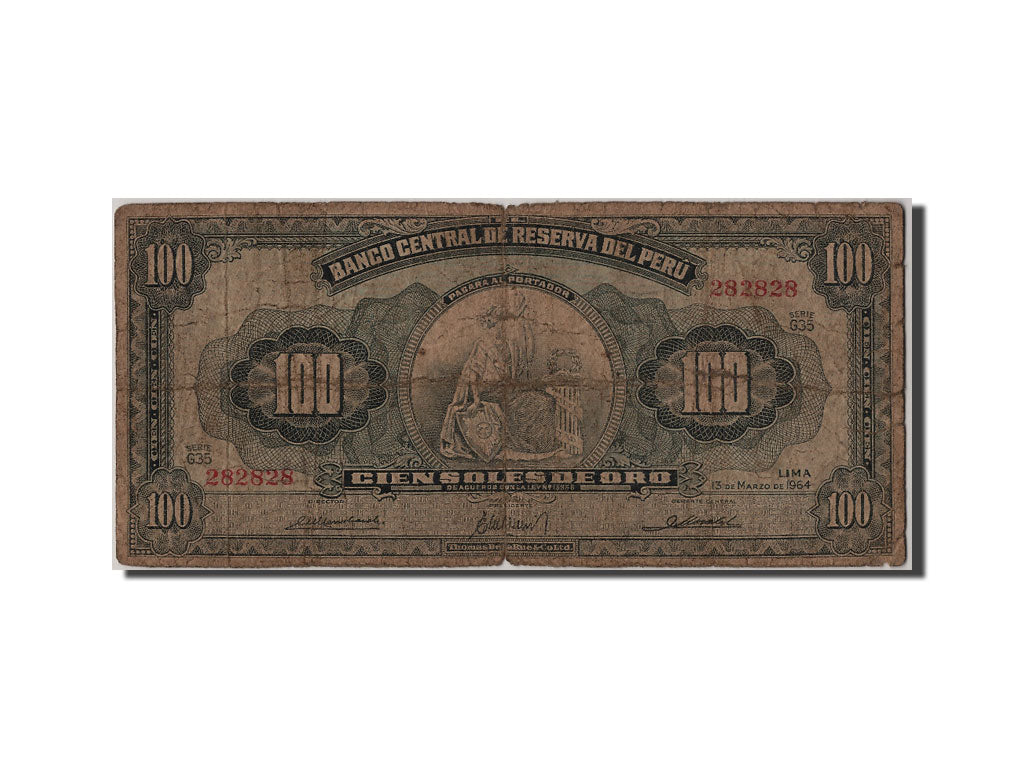 Banknote, Peru, 100 Soles De Oro, 1964, 1964-03-13, VG(8-10)