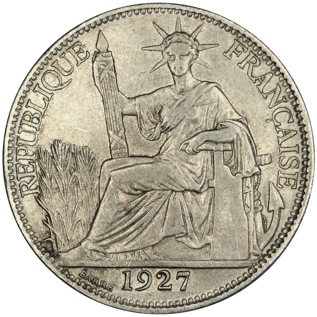Coin, French Indochina, 20 Cents, 1927, Paris, AU(50-53), Silver, Lecompte:226