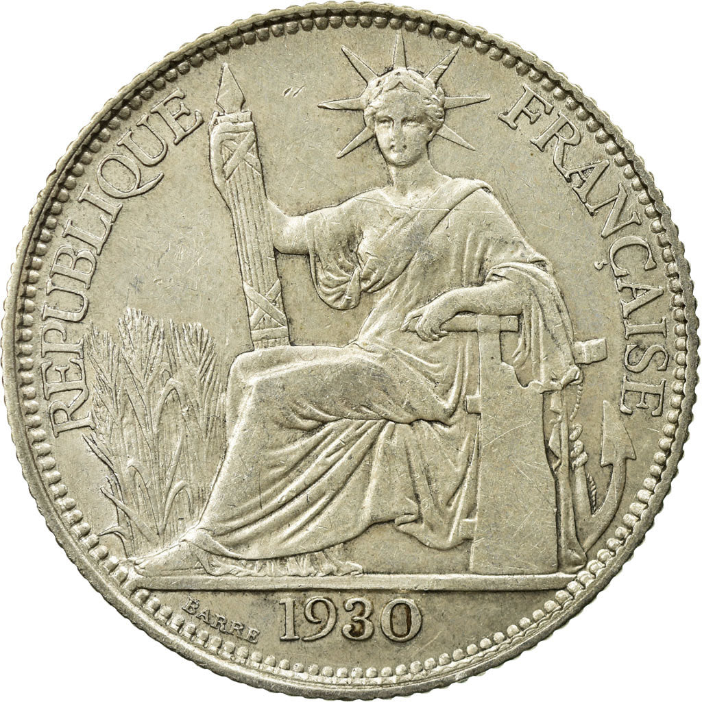 Coin, French Indochina, 20 Cents, 1930, Paris, AU(50-53), Silver, Lecompte:230