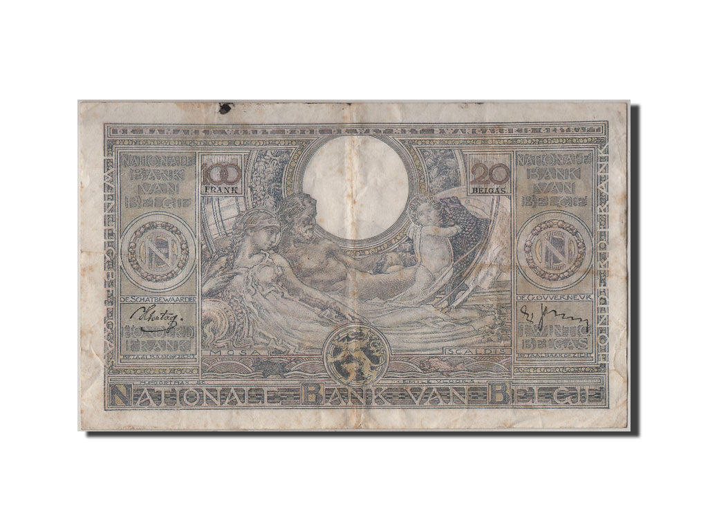 Belgium, 100 Francs-20 Belgas, 1939, KM #107, 1939-05-23, VF(30-35), 6450.K.915