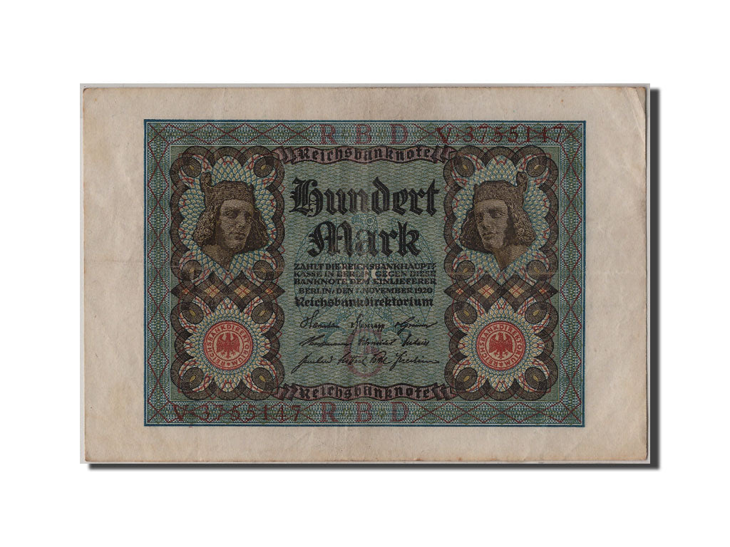 Banknot, Niemcy, 100 Mark, 1920, 1920-11-01, AU(50-53)