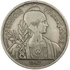 Indochine, 1 Piastre, 1947, AU(55-58), Cupro-nickel, Lecompte #320, 17.76