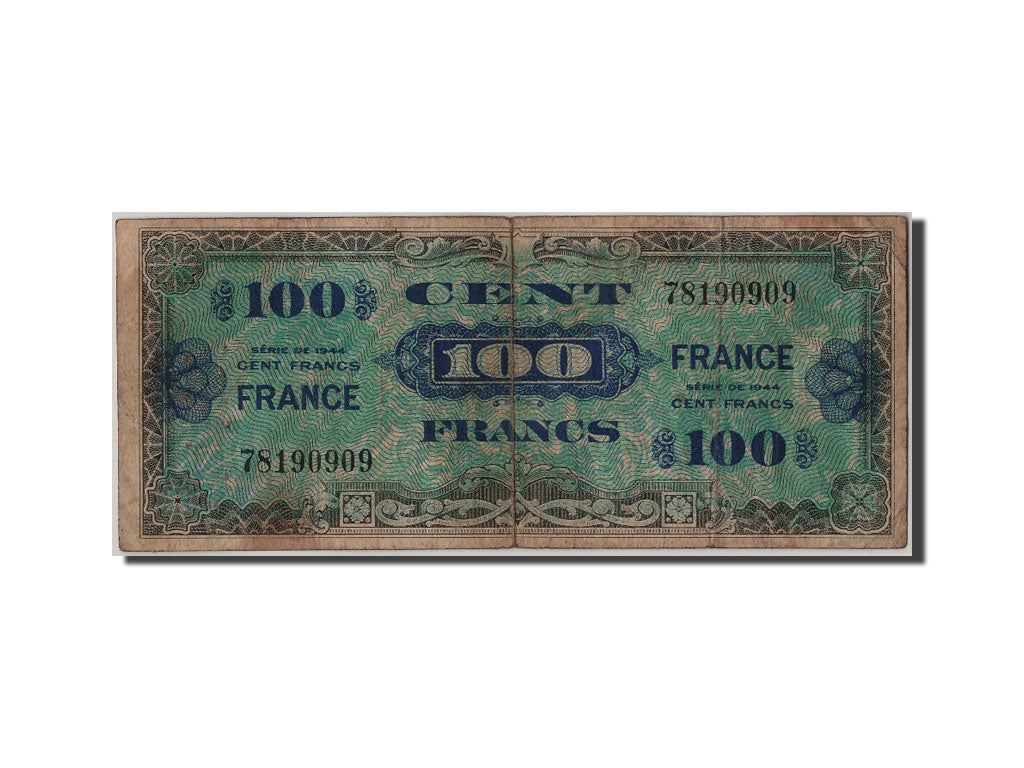 Geldschein, Frankreich, 100 Francs, 1945 Verso France, 1945, 1945-06-04, SGE+