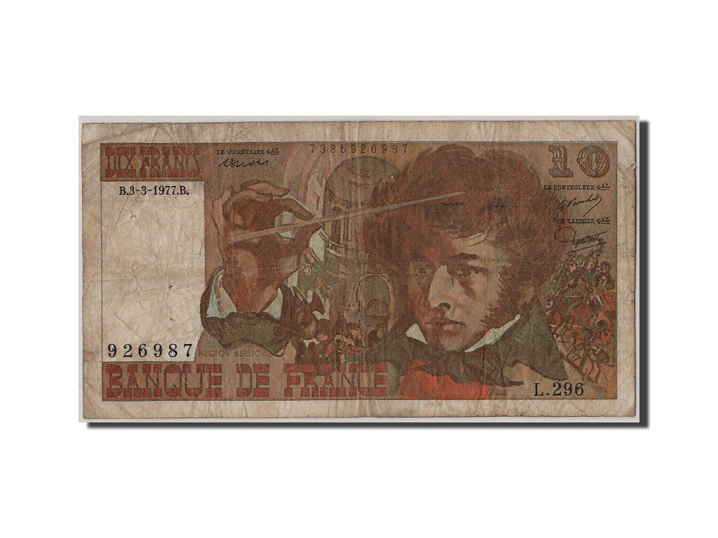 Banknote, France, 10 Francs, 10 F 1972-1978 ''Berlioz'', 1977, 1977-03-03