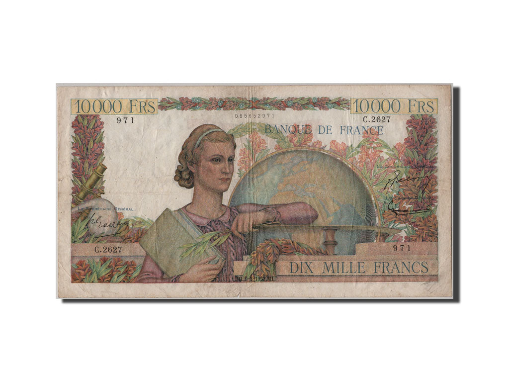 Billet, France, 10,000 Francs, 10 000 F 1945-1956 ''Génie Français'', 1952