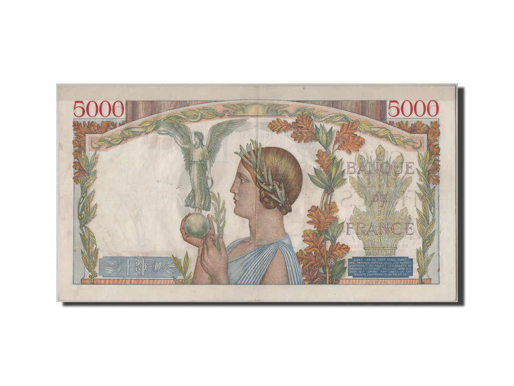 Geldschein, Frankreich, 5000 Francs, 5 000 F 1934-1944 ''Victoire'', 1939