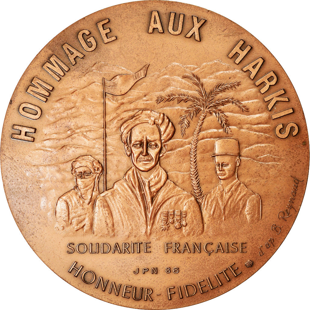 France, Medal, Hommage aux Harkis, Solidarité Française, 1986, Reynaud