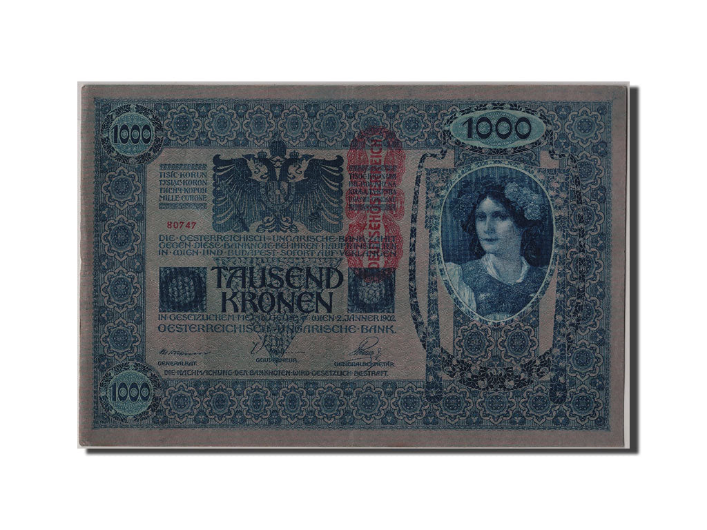 Austria, 1000 Kronen, KM #59, AU(50-53), 80747 Serie 1521
