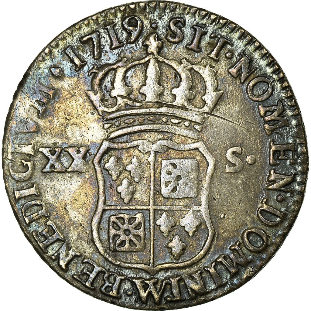 Munten, Frankrijk, Louis XV, 1/6 Écu (XX – S) de France-Navarre, 20 Sols, 1/6