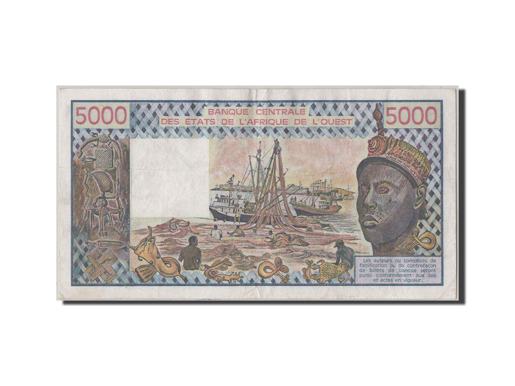 West African States, 5000 Francs, 1988, KM #108Af, EF(40-45), A.10 889788