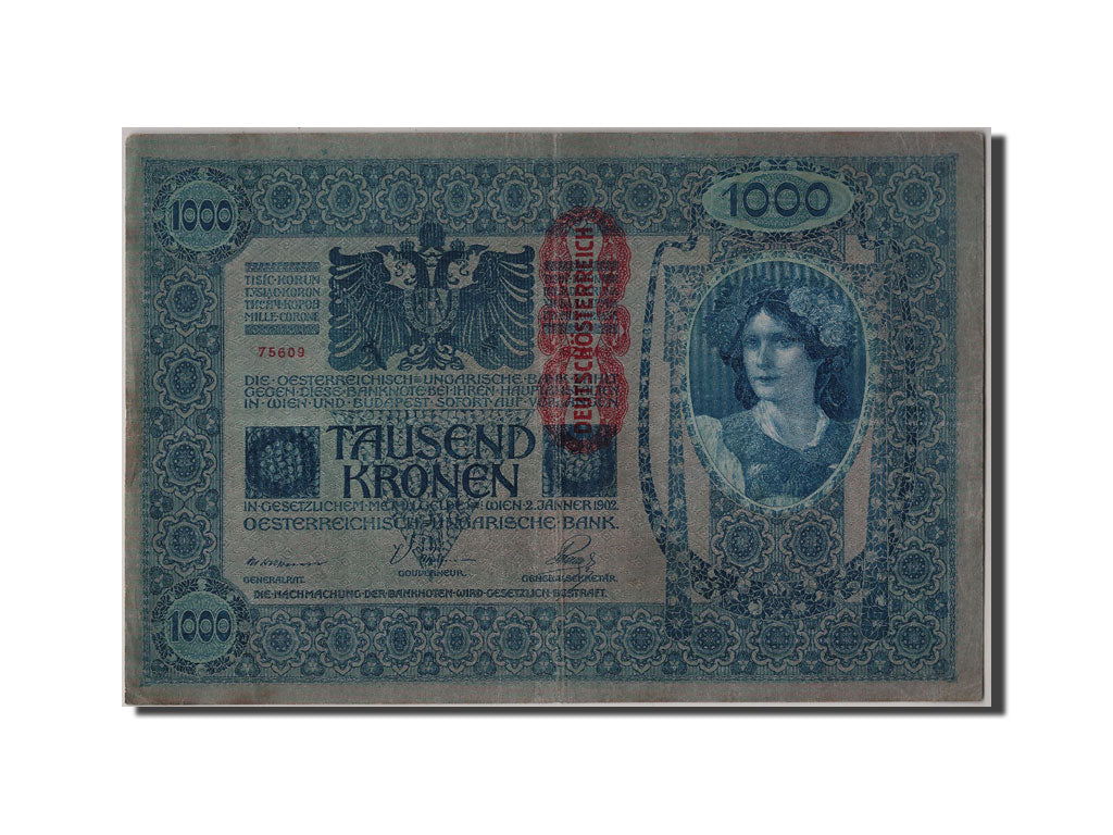 Billete, 1000 Kronen, 1919, Austria, BC+