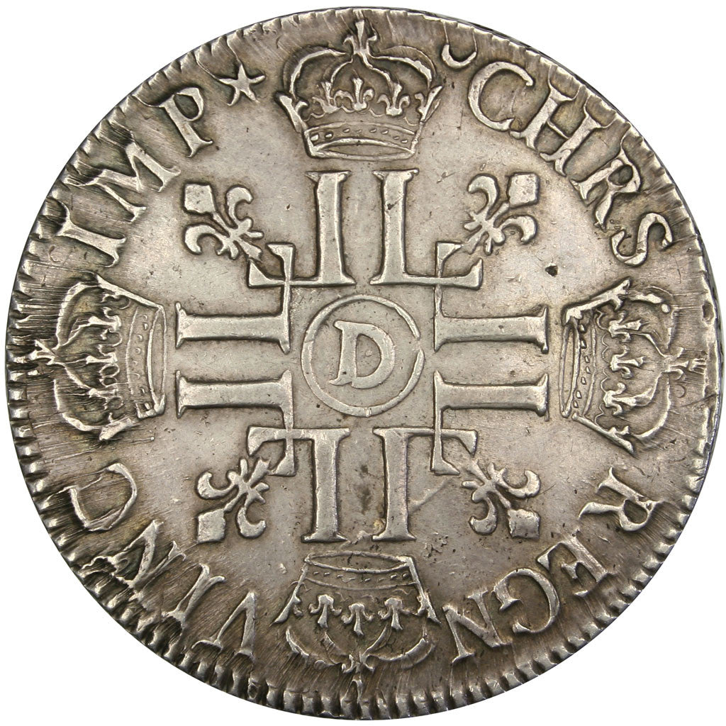 FRANCE, Écu aux 8 L, ECU, 1691, Lyon, KM #275.3, AU(50-53), Silver, Gadoury ...