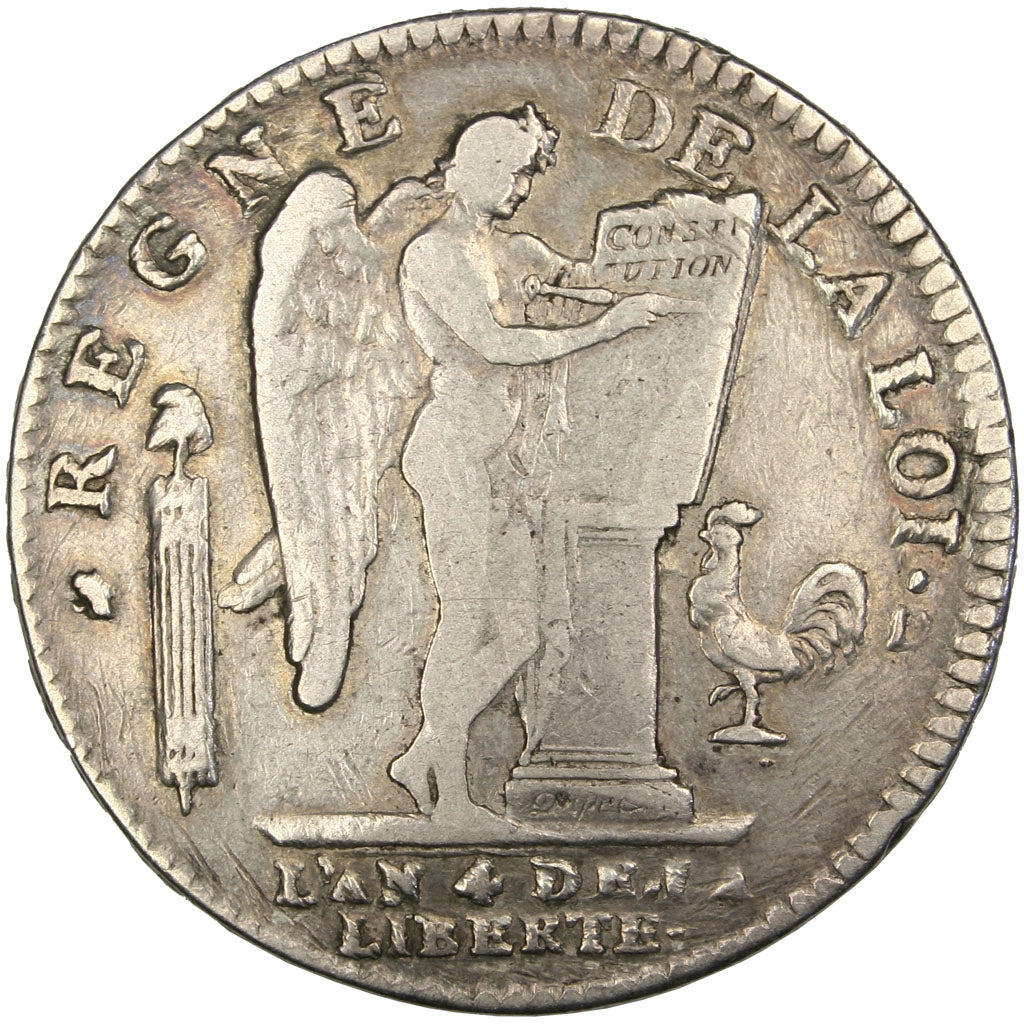 FRANCE, Écu de 6 livres françois, ECU, 6 Livres, 1792, Lyon, KM #615.4, VF(30-35