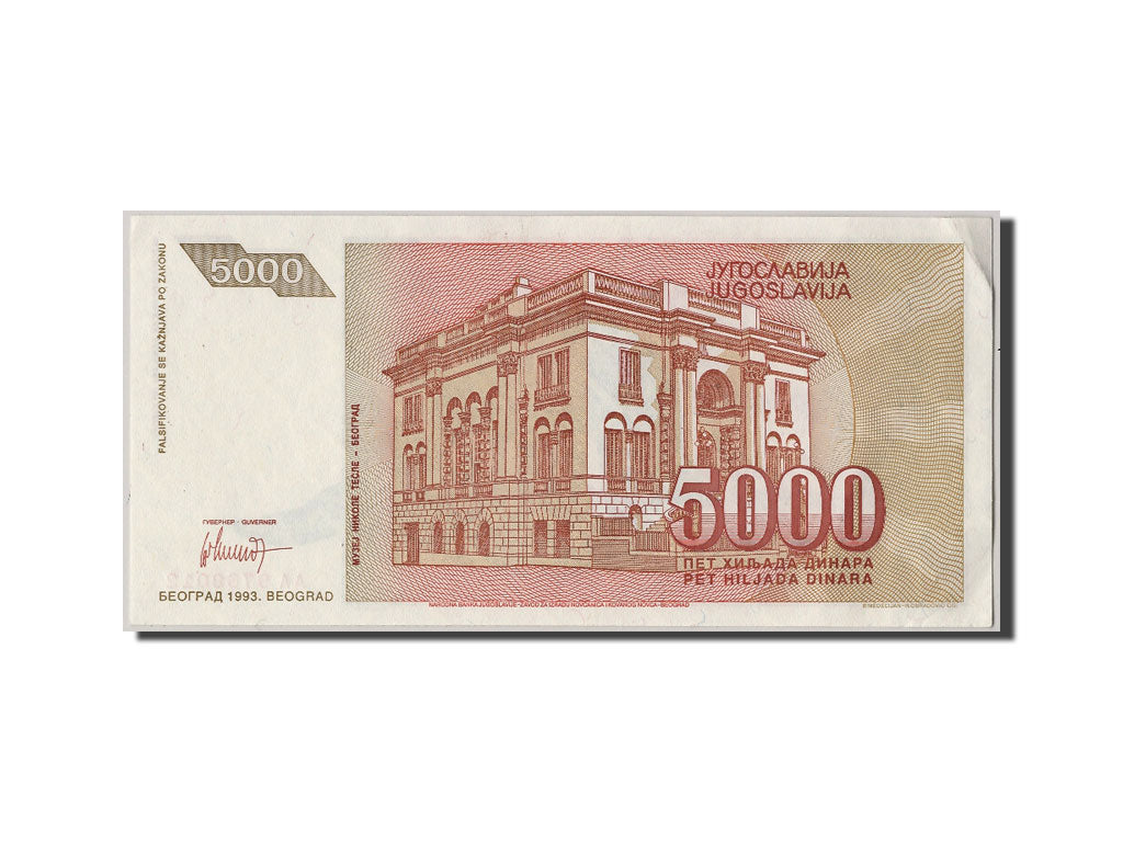 Yugoslavia, 5000 Dinara, 1993, KM #128, UNC(60-62), AA9768012