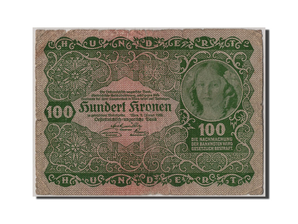 Austria, 100 Kronen, 1922, KM #77, 1922-01-02, F(12-15), 1018 971660