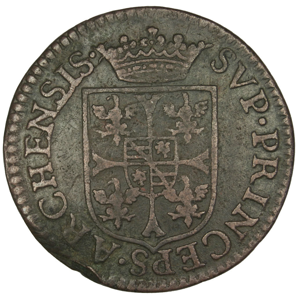 FRENCH STATES, 2 Liard, 1608, Charleville, KM #12.1, VF(20-25), Copper, C2G...