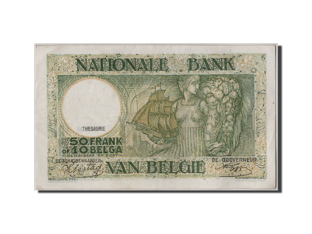 Belgium, 50 Francs-10 Belgas, 1944, KM #106, 1944-01-03, AU(50-53), 5134U0354