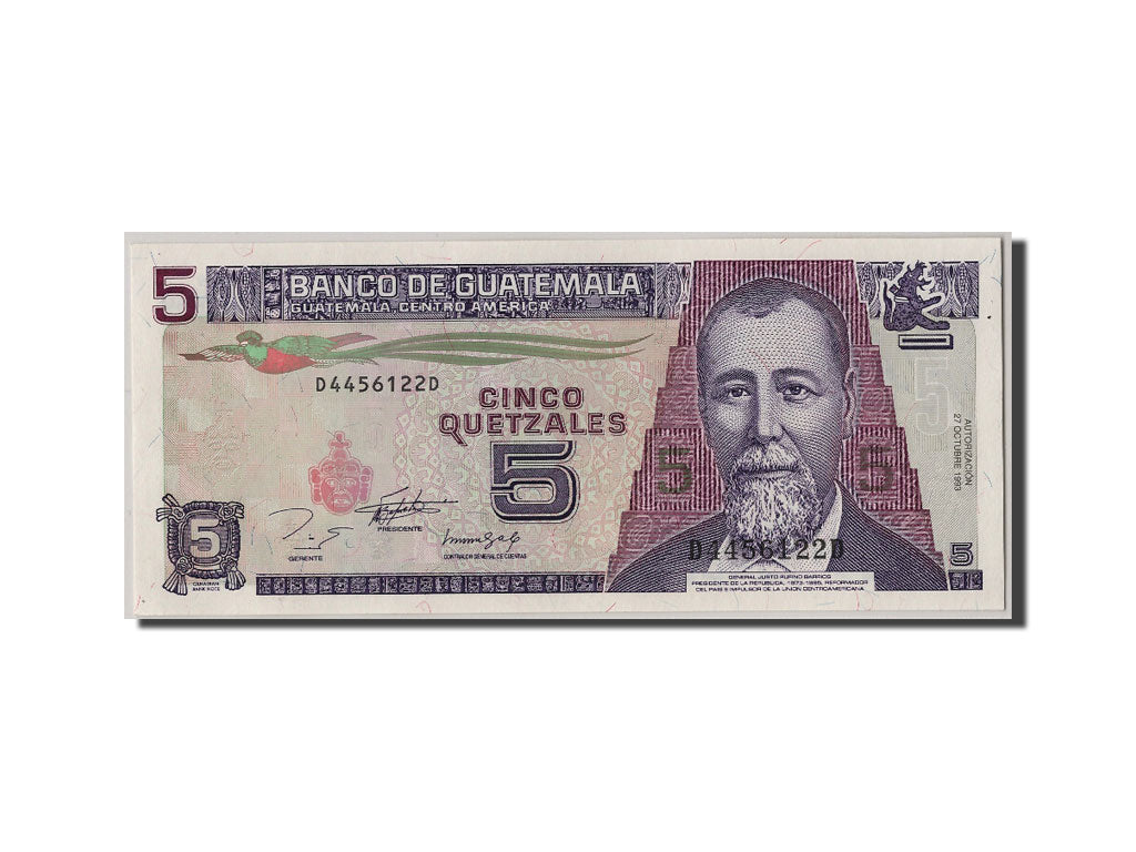 Guatemala, 5 Quetzales, 1993, KM #88a, 1993-10-27, UNC(65-70), D4456122D