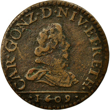 Moneta, STATI FRANCESI, NEVERS & RETHEL, 2 Liard, 1609, Charleville, BB, Rame