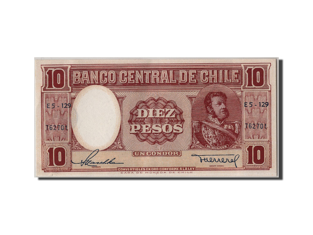 Chile, 1 Centesimo on 10 Pesos, KM #125, UNC(63), E5-129 762701