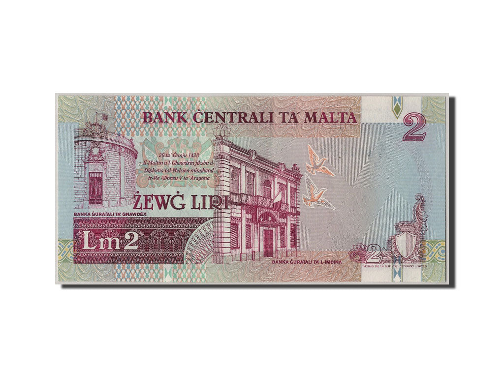 Banknote, Malta, 2 Liri, 1994, UNC(63)