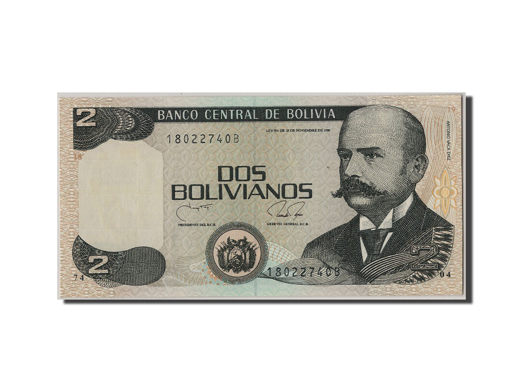 Bolivie, 2 Bolivianos type Antonio Vaca Diez