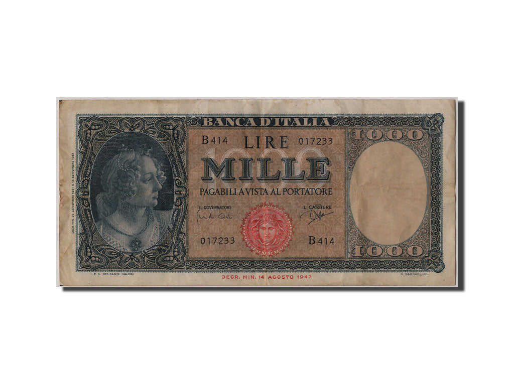 Italie, 1000 Lire type 1948
