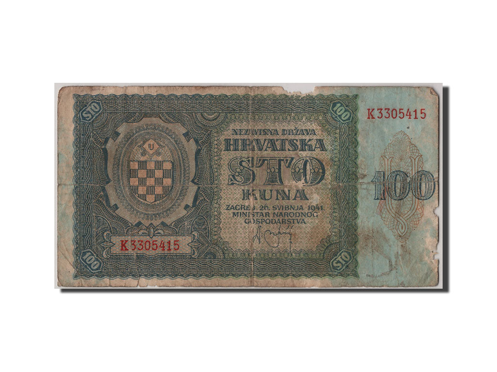 Banknote, Croatia, 100 Kuna, 1941, 1941-05-26, VG(8-10)