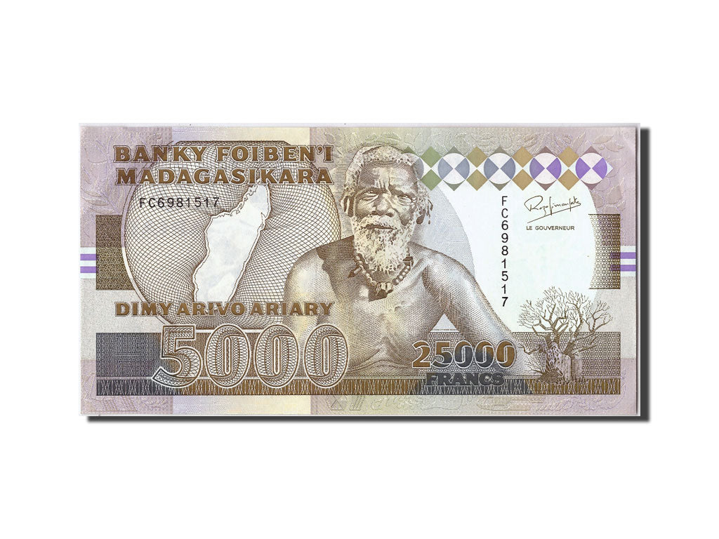 Madagascar, 25,000 Francs = 5000 Ariary, KM #74A, UNC(63), FC6981517