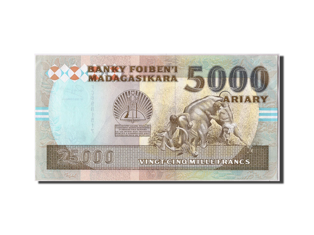 Madagascar, 25,000 Francs = 5000 Ariary, KM #74A, UNC(63), FC6981517