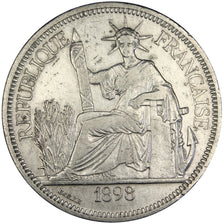 FRENCH INDO-CHINA, Piastre, 1898, Paris, KM #5a.1, EF(40-45), Silver, Lecompte..