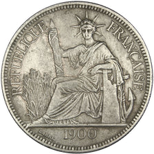 Indochine, 1 Piastre, 1900, Paris, AU(50-53), Silver, Lecompte #282, 26.85