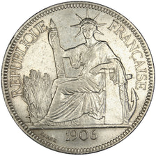 FRENCH INDO-CHINA, Piastre, 1906, Paris, KM #5a.1, EF(40-45), Silver, Lecompte..