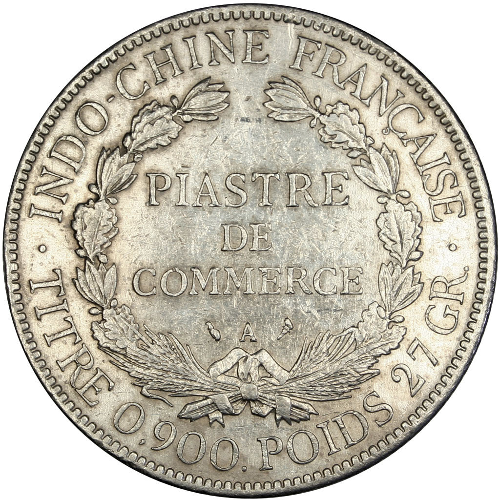 FRENCH INDO-CHINA, Piastre, 1906, Paris, KM #5a.1, EF(40-45), Silver, Lecompte..