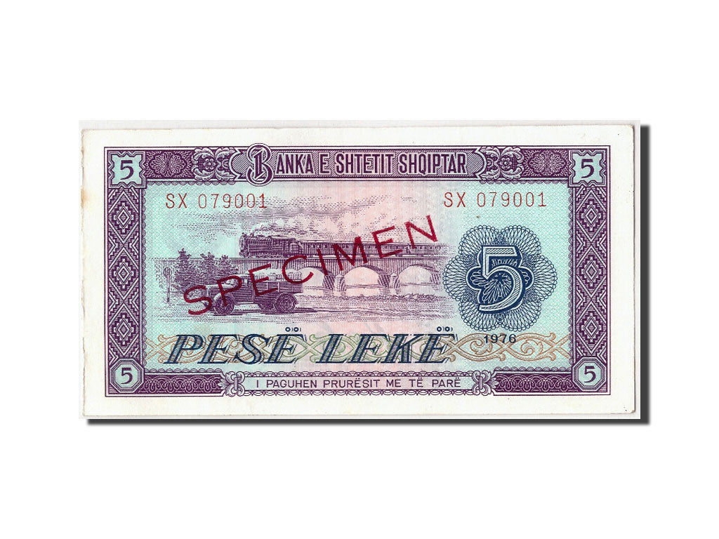 Albania, 5 Lekë, 1976, KM #42s2, UNC(63), SX 079001
