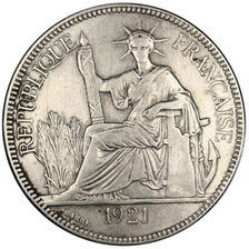 FRENCH INDO-CHINA, Piastre, 1921, San Francisco, KM #5a.2, EF(40-45), Silver,...