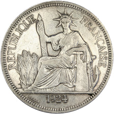 Indochine, 1 Piastre, 1924, Paris, EF(40-45), Silver, Lecompte #300, 26.95