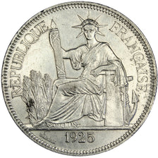 FRENCH INDO-CHINA, Piastre, 1925, Paris, KM #5a.1, AU(50-53), Silver, Lecompte..