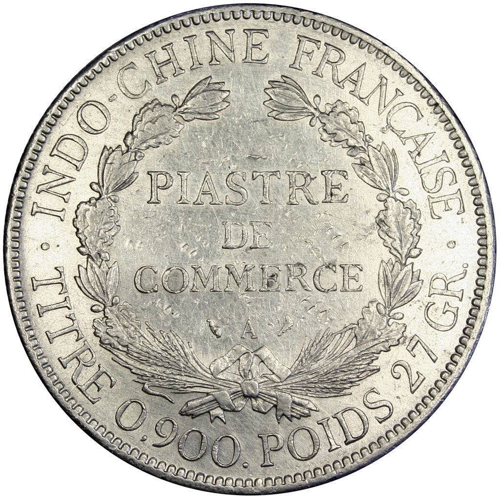 FRENCH INDO-CHINA, Piastre, 1925, Paris, KM #5a.1, AU(50-53), Silver, Lecompte..