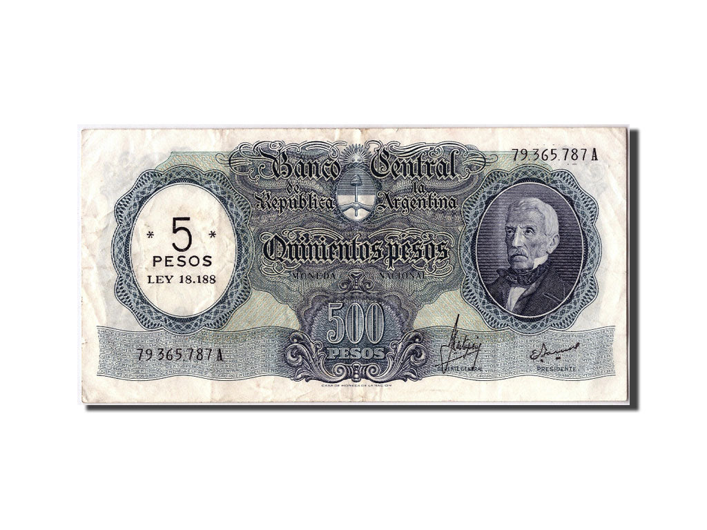 Argentina, 5 Pesos on 500 Pesos, KM #283, EF(40-45), 79365787A
