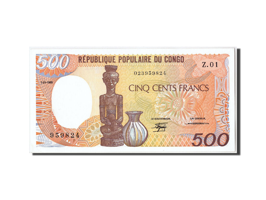 Congo Republic, 500 Francs, 1985, KM #8a, 1985-01-01, UNC(60-62), Z.01 959824