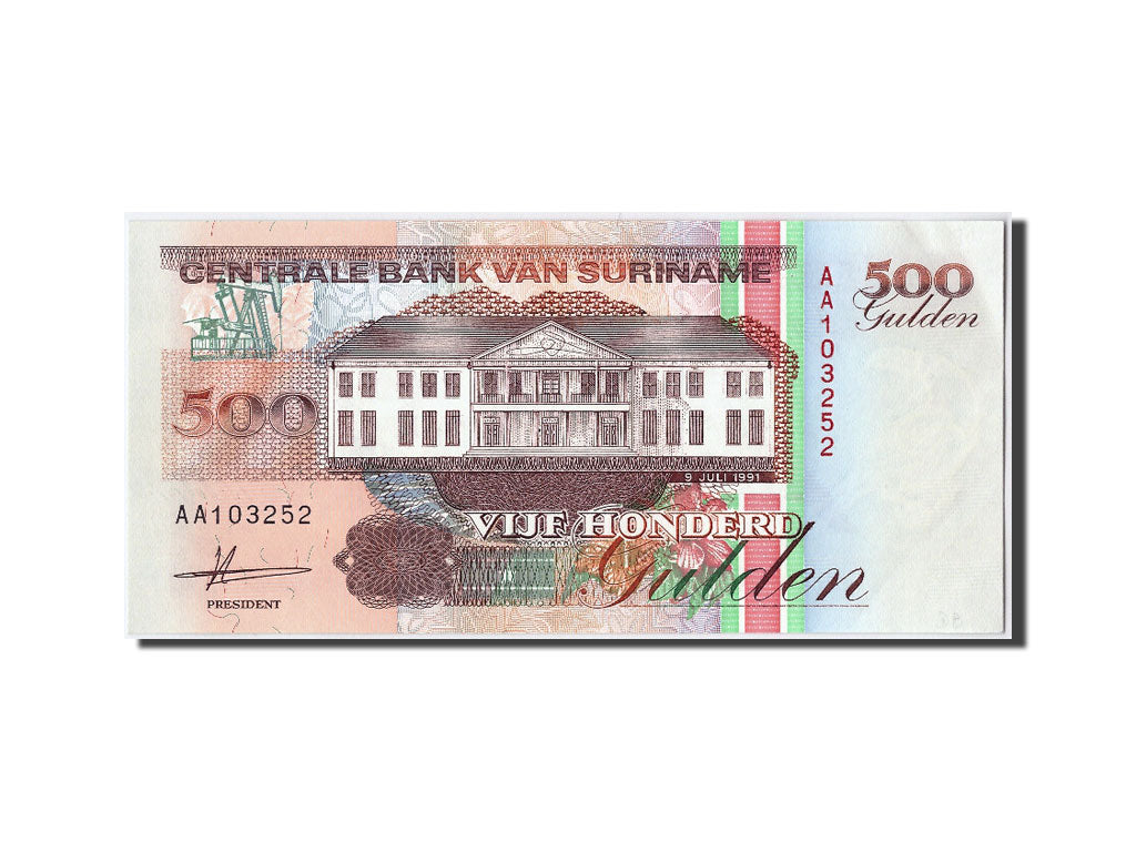 Suriname, 500 Gulden, 1991, KM #140, 1991-07-09, UNC(63), AA103252
